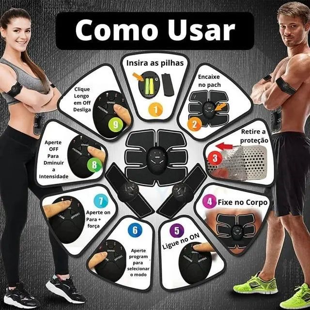 Estimulador Muscular Abdominal Perna Braço Unissex EMS